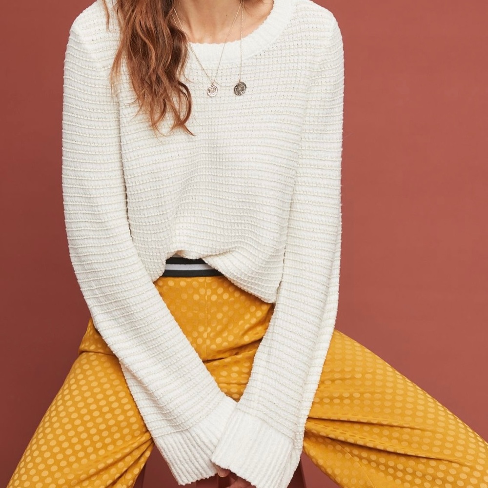 Anthropologie Moth Chenille Long Sleeve Bell Sweater